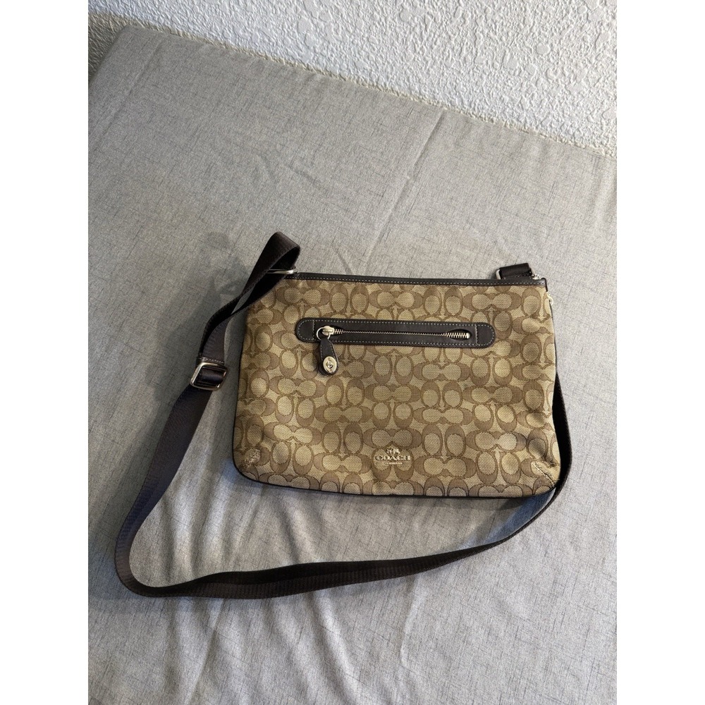 COACH Signature Taylor Crossbody Canvas Bag Khaki Brown Monogram Turn-lock w/tag